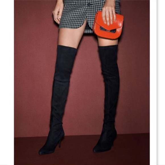 Sold💘NIB STUART WEITZMAN Black Suede OTK Boots 9 - Picture 2 of 8